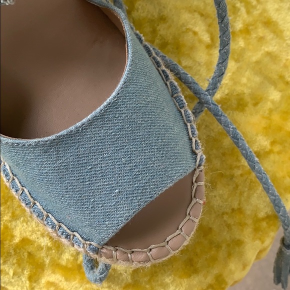 🌈 Denim sandal wedge rope tie fringe sandal - Picture 4 of 6